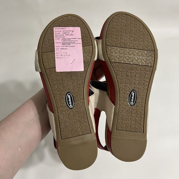 DR. SCHOLLS Sandals Beige Tan Strappy Platform Hook & Loop Sample Women's Sz 8 - Picture 6 of 7